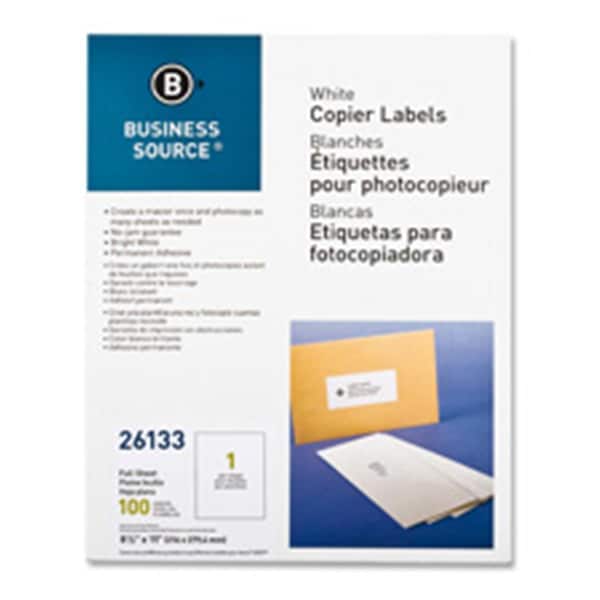 Business Source Full Sheet Labels- 8.5 in. x 11 in.- 100-PK- White BSN26133 - main